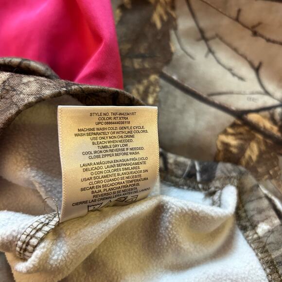 Realtree Camo Quarter Zip Pullover Sweatshirt Green Pink Medium Hunting Outdoors - Picture 5 of 7